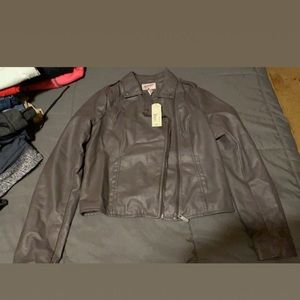 NEW grey leather jacket